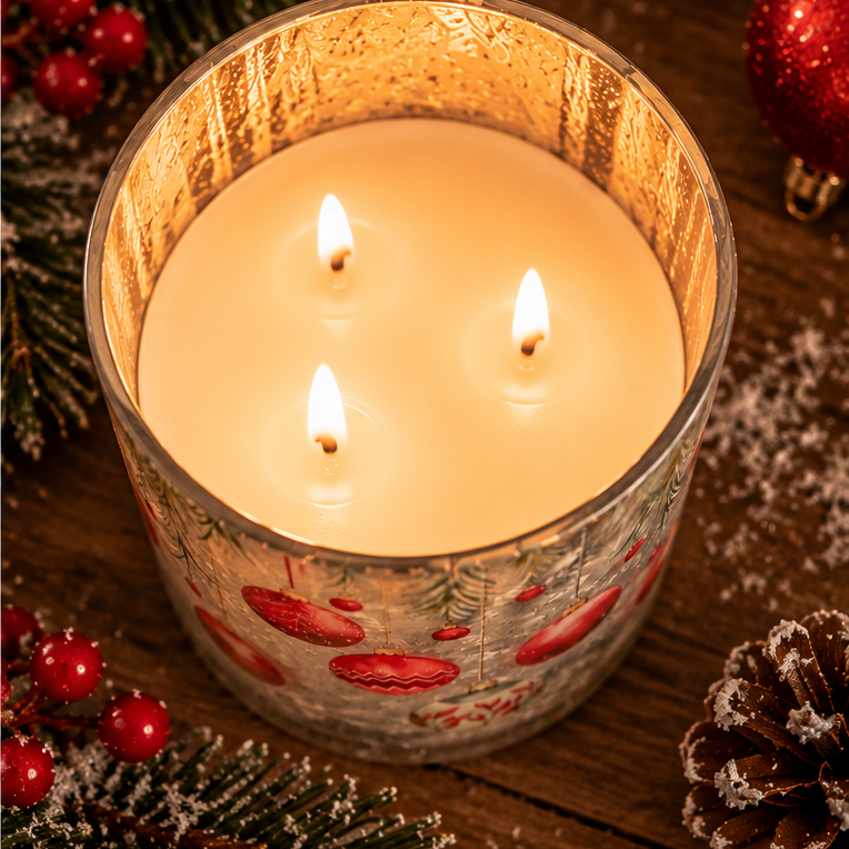 Candela con palline di Natale - Vanilla & Milk | Limited Edition