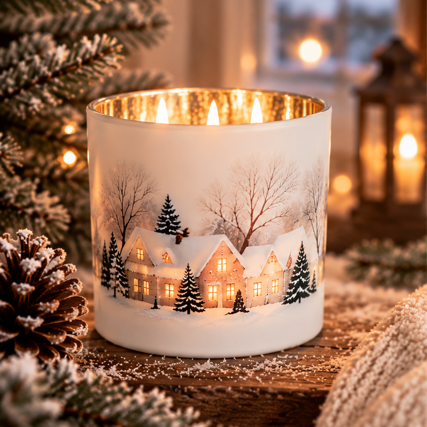 Candela con paesaggio natalizio - Vanilla & Milk | Limited Edition