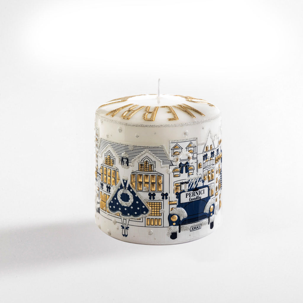 White Xmas Silver Candela