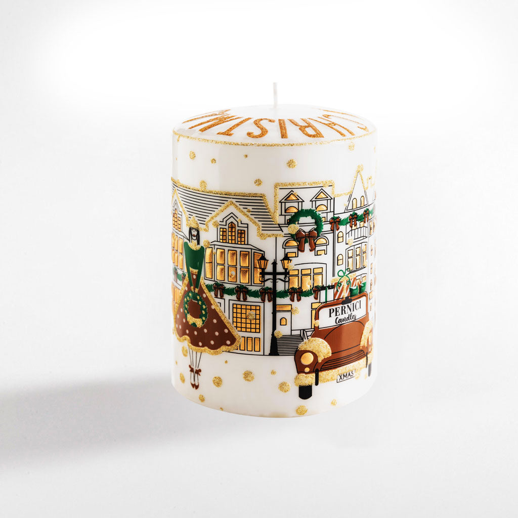 White Xmas Light Brown Candela