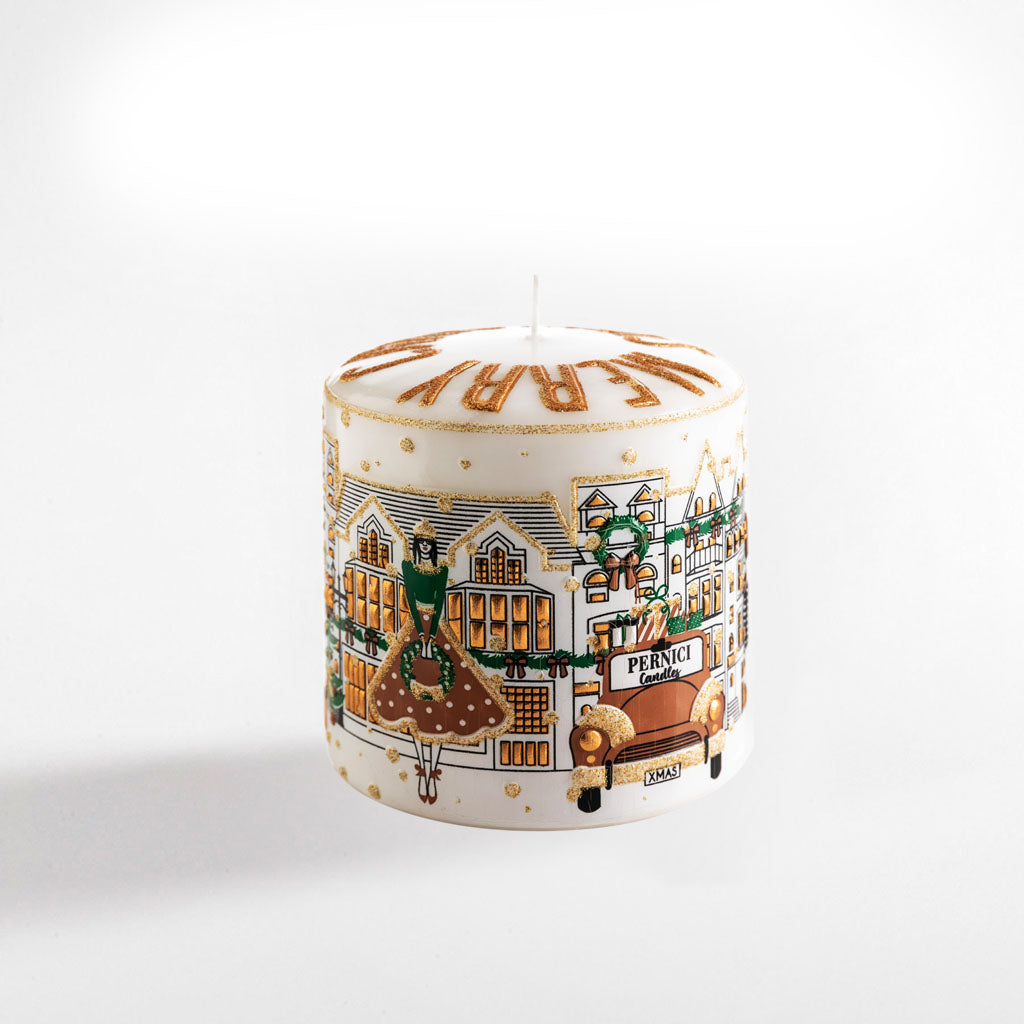 White Xmas Light Brown Candela