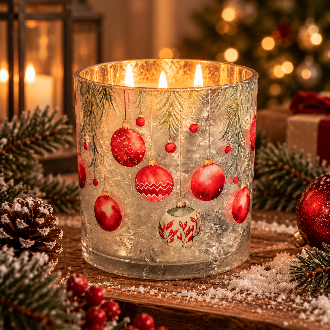 Candela con palline di Natale - Vanilla & Milk | Limited Edition