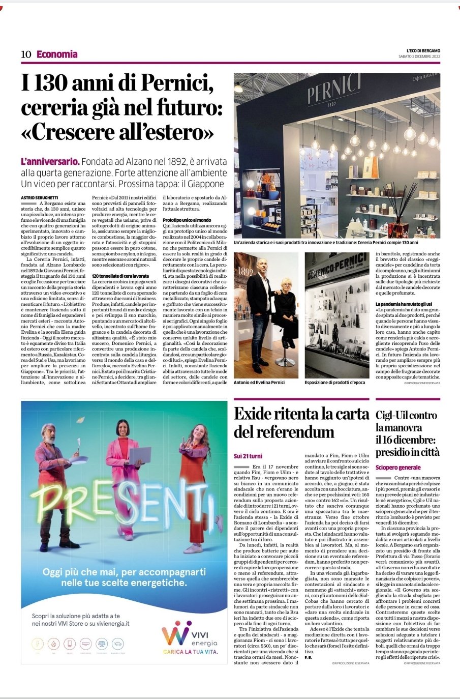 candele per 130 anni cereria pernici